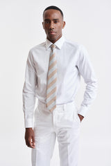 Beige Stripes 100% Silk Tie