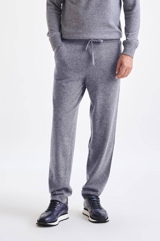 100% Cashmere Casual Knitted Trouser Grey - View 1