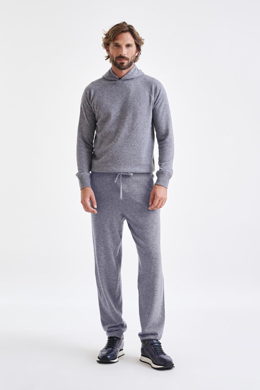 100% Cashmere Casual Knitted Trouser Grey - View 2