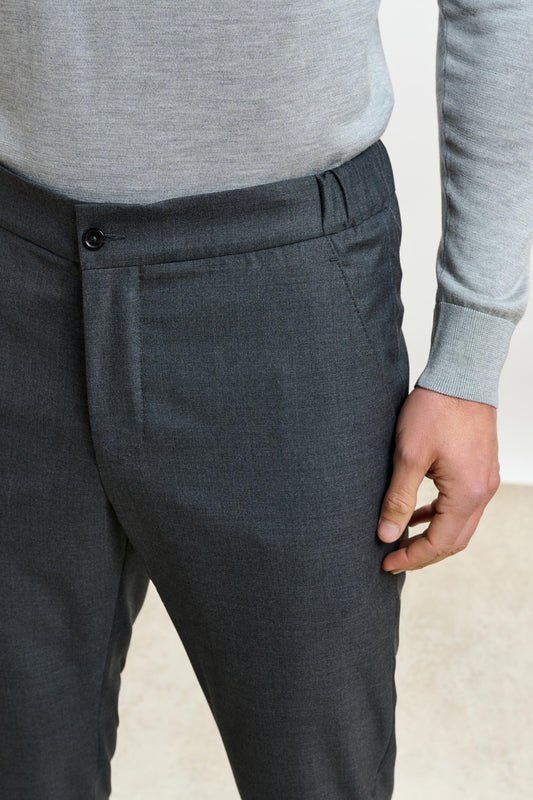 Perth Drawstring Trouser Eton Grey - View 2