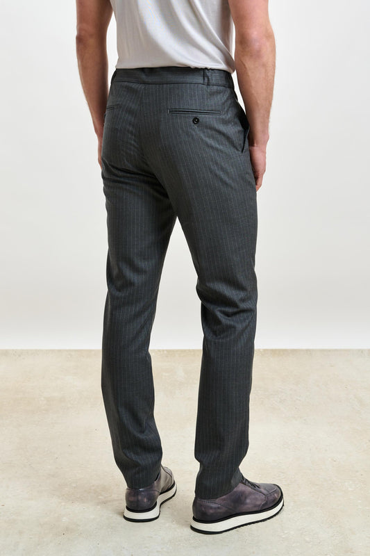 Perth Drawstring Trouser Eton Grey Stripe - View 3