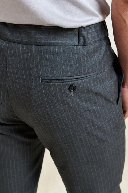 Perth Drawstring Trouser Eton Grey Stripe - View 4
