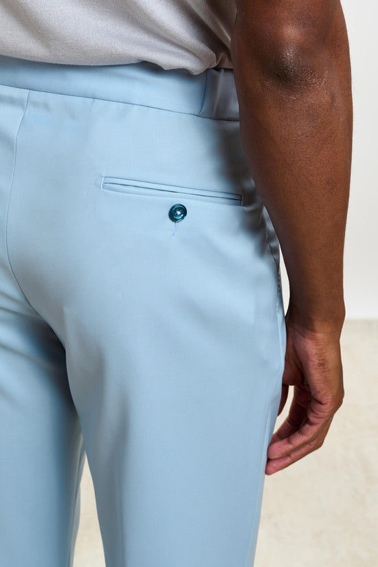 Perth Drawstring Trouser New Deluxe Plain Blue - View 4