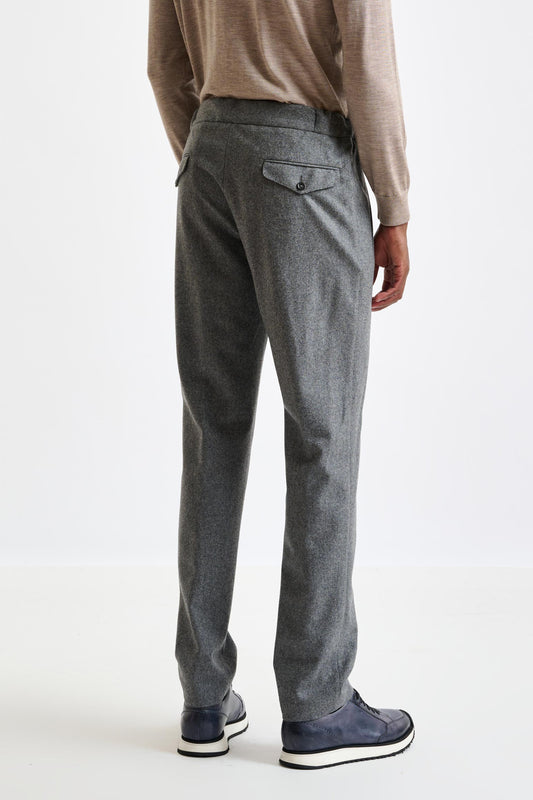 Grey 100% Wool Perth Drawstring Trouser Flannel Saxony - View 5