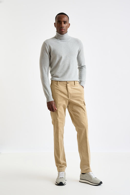 Light Brown Cotton Helston Cargo Trouser Corduroy - View 1