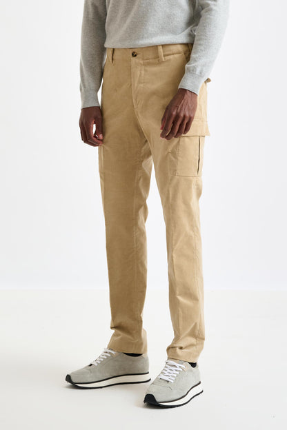 Light Brown Cotton Helston Cargo Trouser Corduroy - View 2
