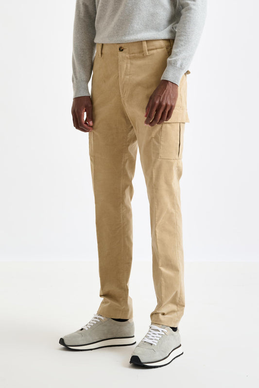 Light Brown Cotton Helston Cargo Trouser Corduroy - View 2