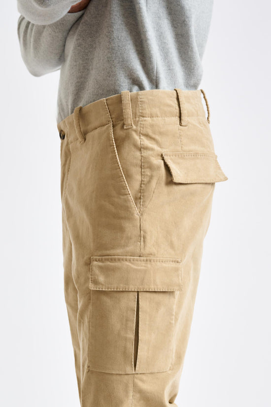 Light Brown Cotton Helston Cargo Trouser Corduroy - View 3