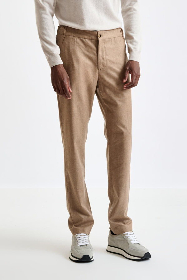 Hellbraune Perth-Kordelzughose Aus 100% Wolle Flannel & Saxony