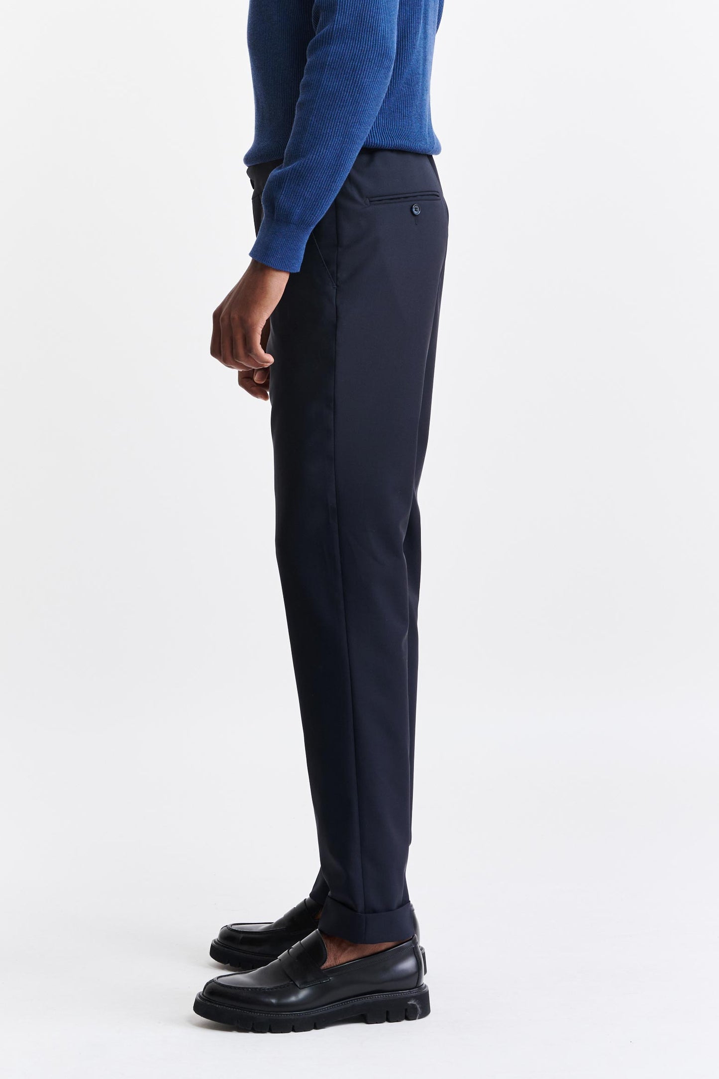 Pantalon Bleu Foncé 100% Laine Perth À Cordon Coulissant Capri