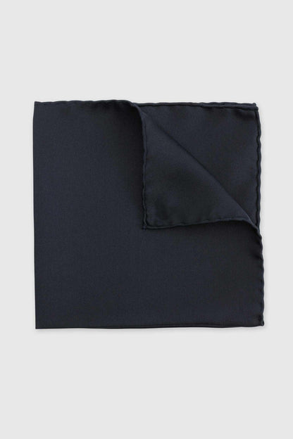 100% Silk Handmade Pocket Square Navy - View 1
