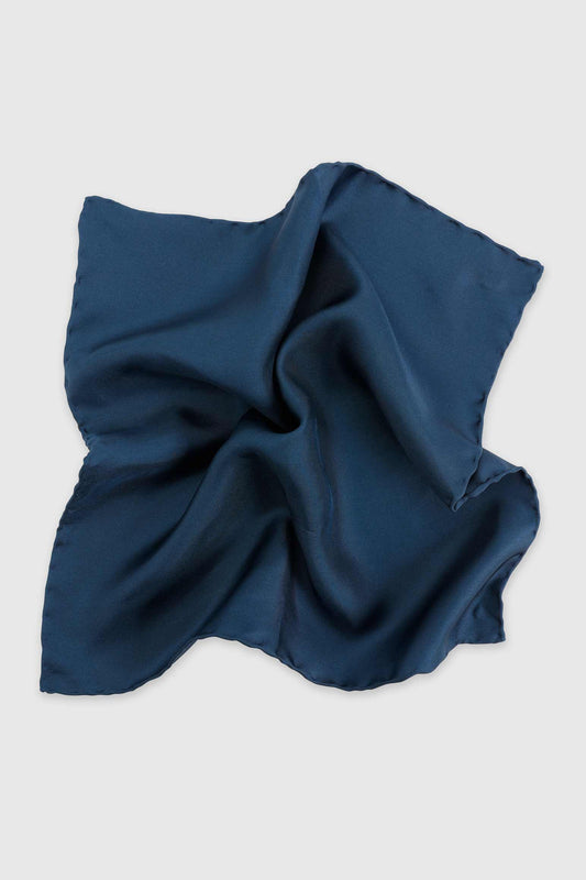 100% Silk Handmade Pocket Square Midnight Blue - View 1