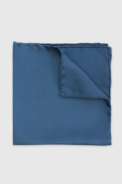 100% Silk Handmade Pocket Square Midnight Blue - View 2
