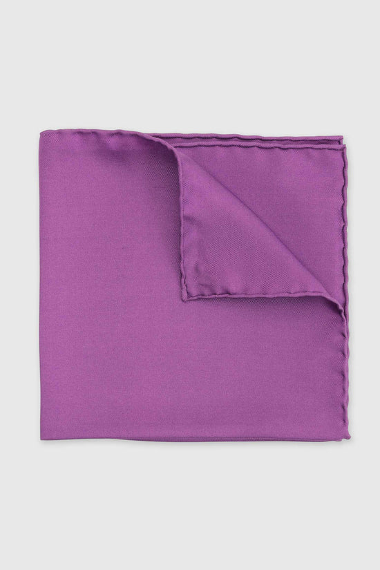 100% Silk Handmade Pocket Square Purple - View 1