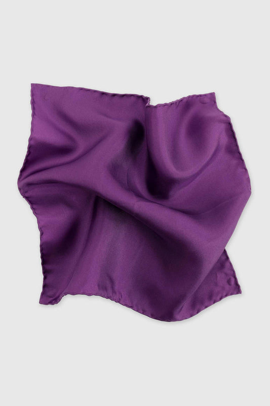 100% Silk Handmade Pocket Square Purple - View 2