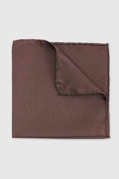 100% Silk Handmade Pocket Square Brown - View 1