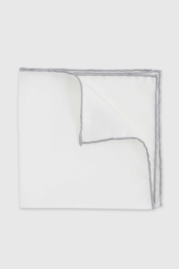 Silver Grey Logo 100% Silk Handmade Pocket Square