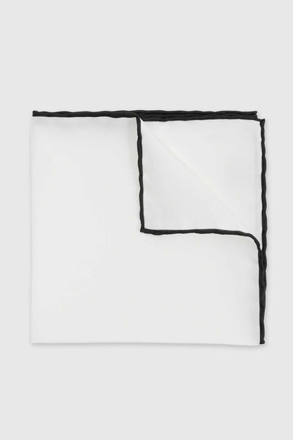 100% Silk Handmade Pocket Square Black Logo - View 1