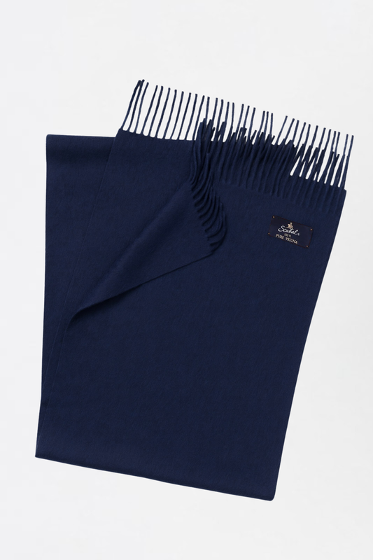 Marineblauer Schal aus 100 % reinem Vicuña-Garn