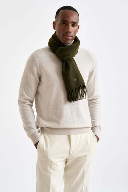 100% Pure Cashmere Scarf Olive Green - View 2