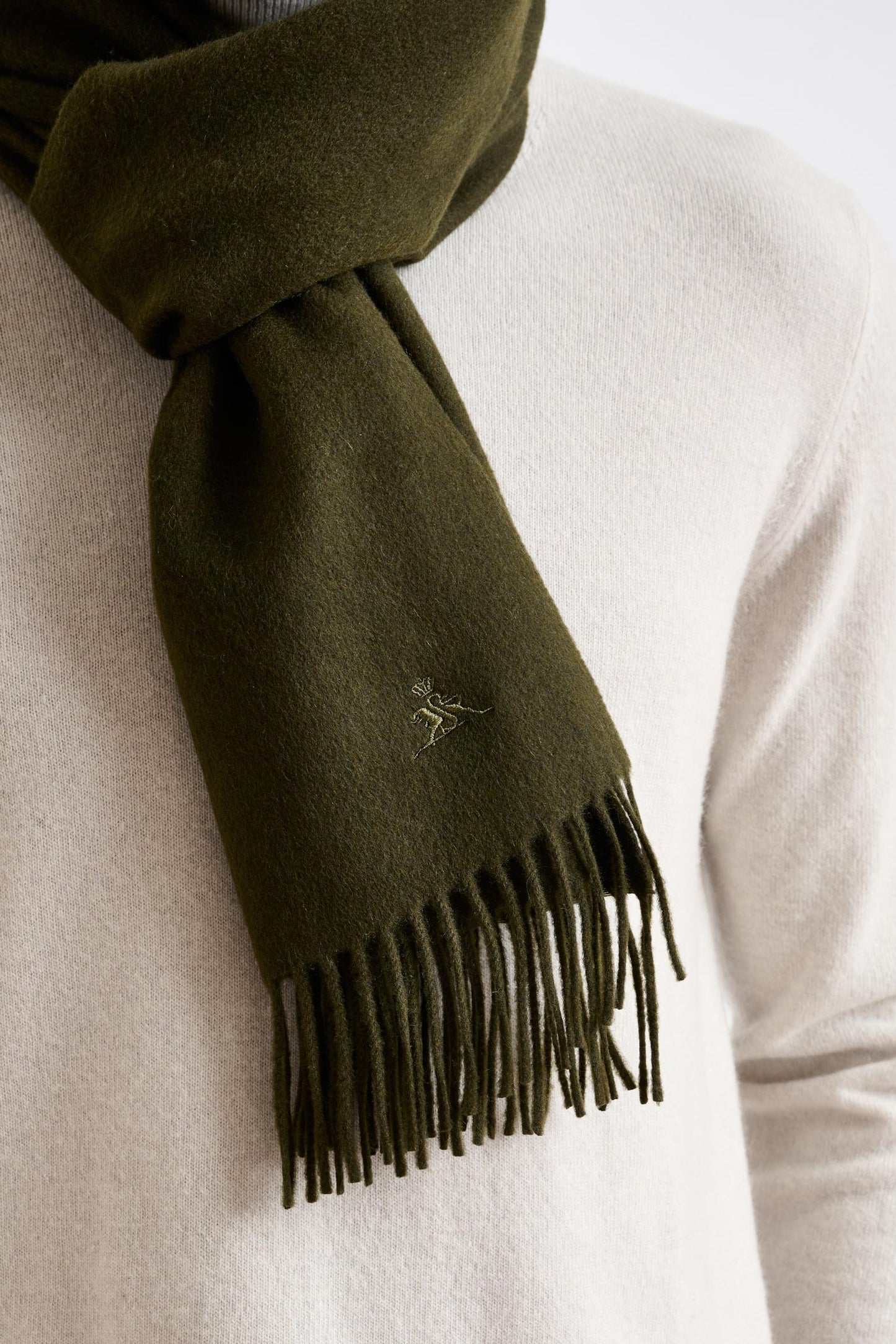 100% Pure Cashmere Scarf Olive Green