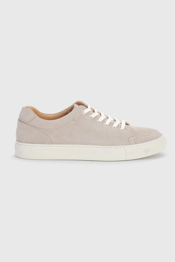 Baskets En Cuir De Veau Velours Amande