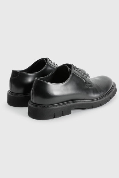 Black Glazed Calfskin Derby R Shoes - Image 2