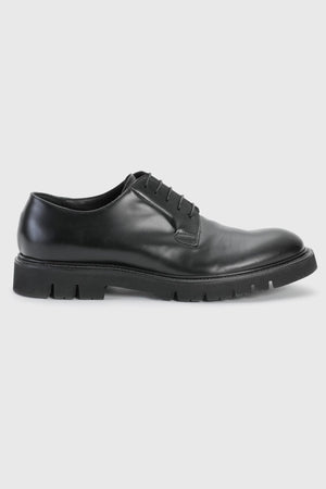 Black Glazed Calfskin Derby R Shoes - Image 3