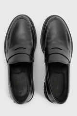 Black Glazed Calfskin Penny Loafer - Image 1