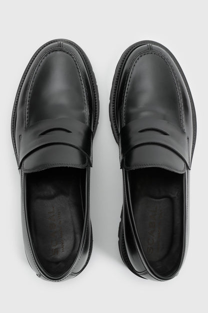 Black Glazed Calfskin Penny Loafer - Image 1
