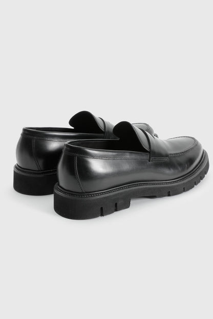 Black Glazed Calfskin Penny Loafer - Image 2