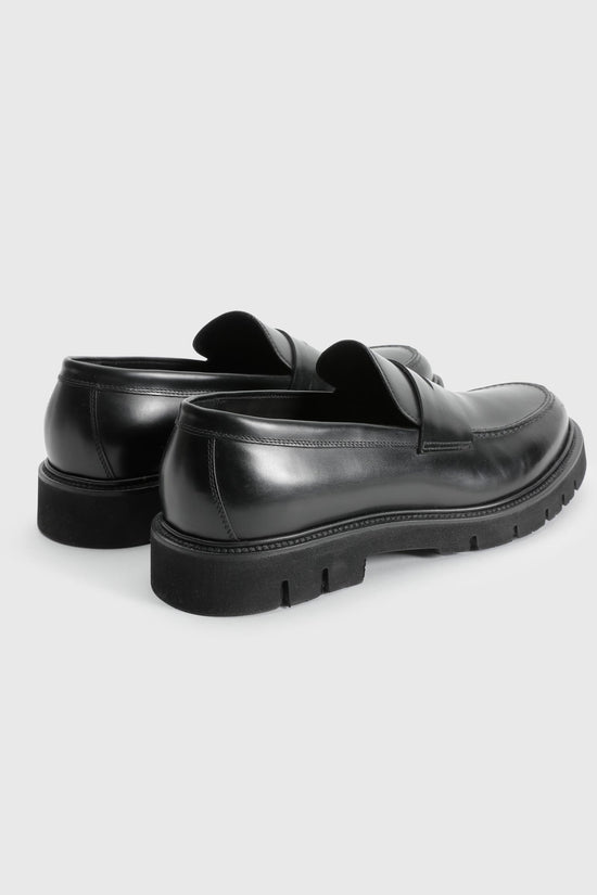 Black Glazed Calfskin Penny Loafer - Image 2