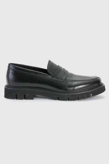 Black Glazed Calfskin Penny Loafer - Image 3