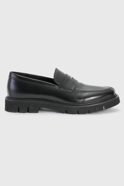 Black Glazed Calfskin Penny Loafer - Image 3