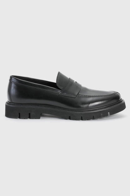 Black Glazed Calfskin Penny Loafer - Image 3