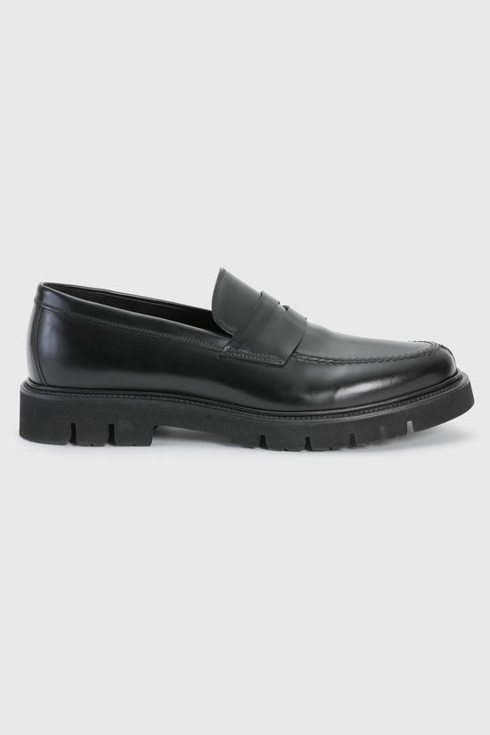 Black Glazed Calfskin Penny Loafer - Image 3