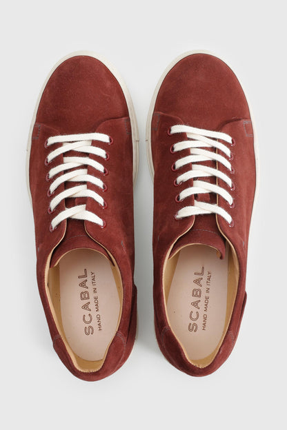 Burgundy Suede Calfskin Trainer - Image 1