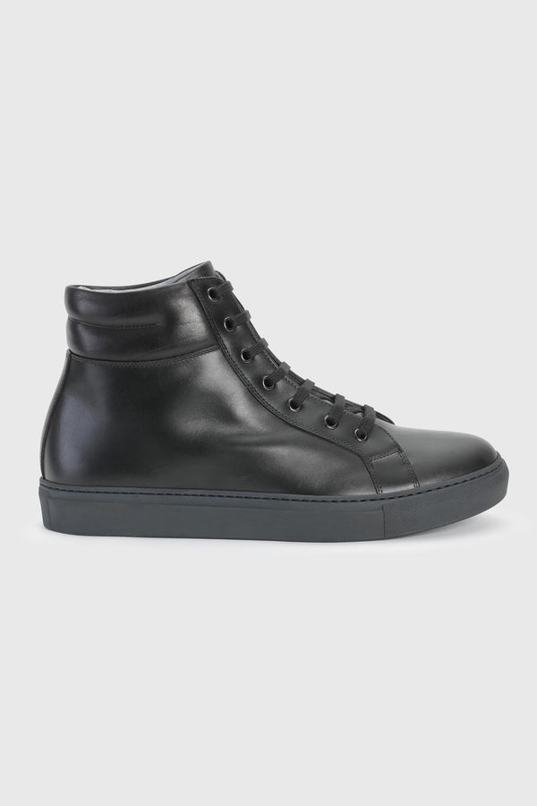 Hoher Sneaker Aus Schwarzem Kalbsleder