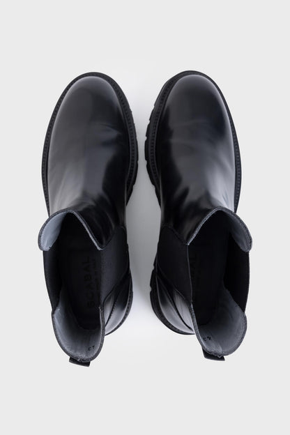 Schwarz Glasierte Chelsea-Stiefel Aus Kalbsleder