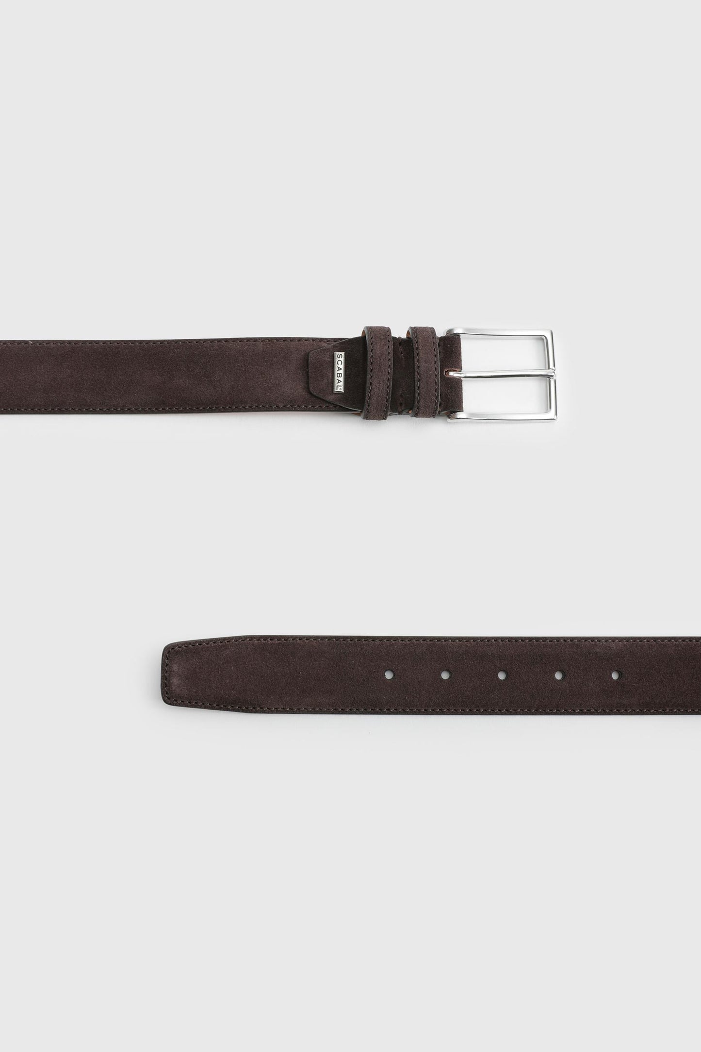 Bath Suede Calfskin Belt Dark Brown - View 1