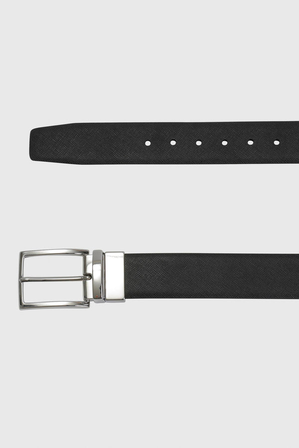 Cinturón Reversible Sidmouth De Piel De Becerro Saffiano Negro