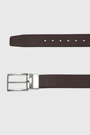 Sidmouth Calfskin Saffiano Reversible Belt Brown - View 1