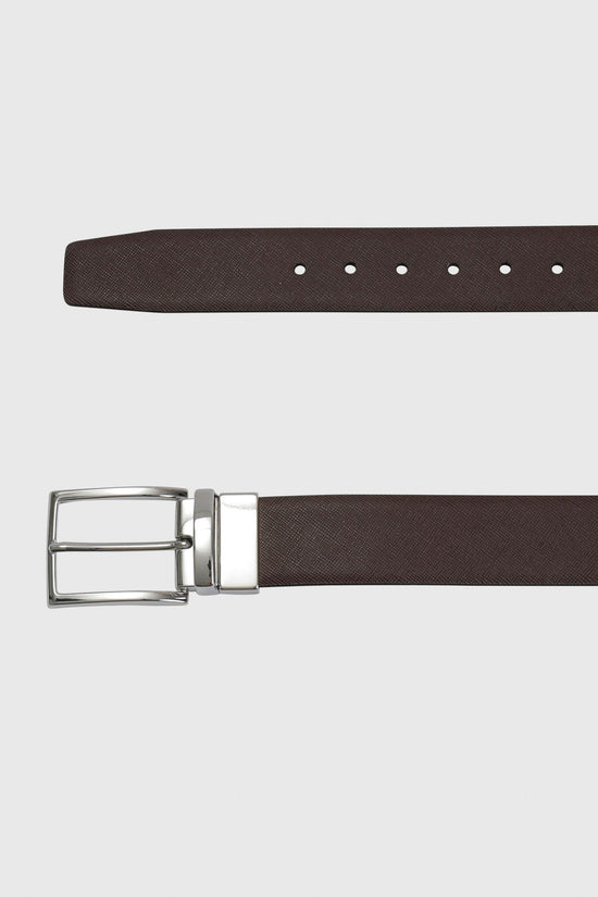 Sidmouth Calfskin Saffiano Reversible Belt Brown - View 1