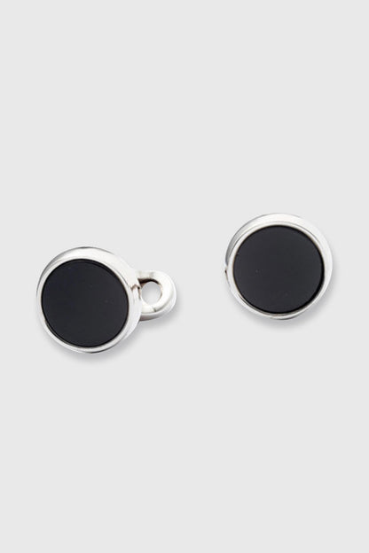 Brass Cufflinks with Real Semi-Precious Black Onyx Stones - View 1
