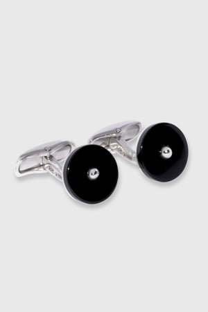 Sterling Silver 925 and Black Eye Semi-Precious Stone Cufflinks - View 1