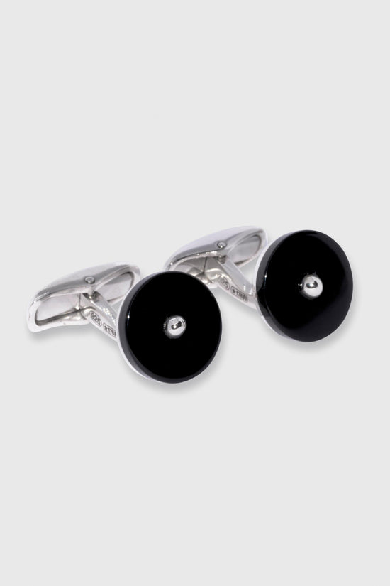 Sterling Silver 925 and Black Eye Semi-Precious Stone Cufflinks - View 1