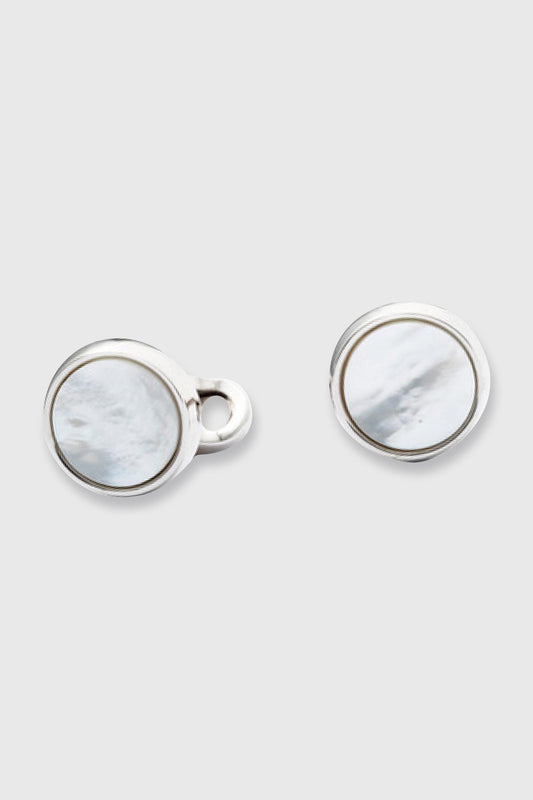 Brass Cufflinks with Real Semi-Precious Mother of Pearl Stones