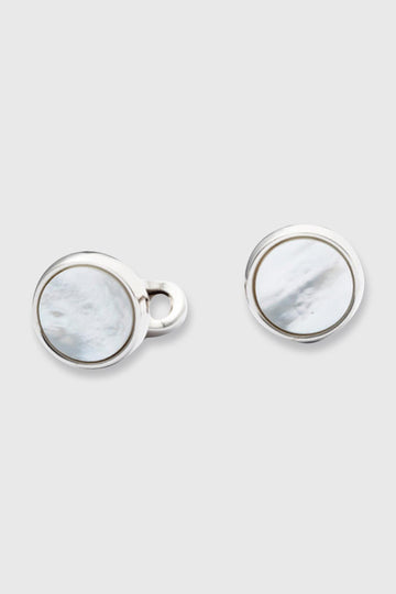Brass Cufflinks with Real Semi-Precious Mother of Pearl Stones - View 1