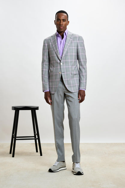 Soho Jacket Mosaic Check Light Grey Lila - View 1