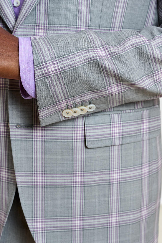 Soho Jacket Mosaic Check Light Grey Lila - View 5